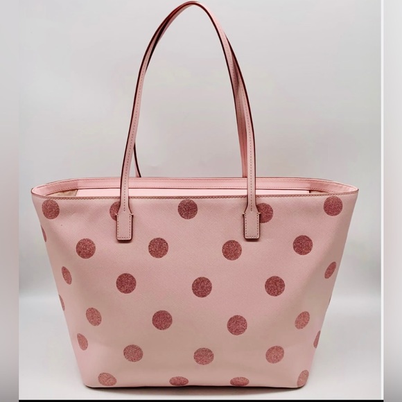 Kate Spade Pink Polka Dot Tote Pocketbook - Picture 2 of 13